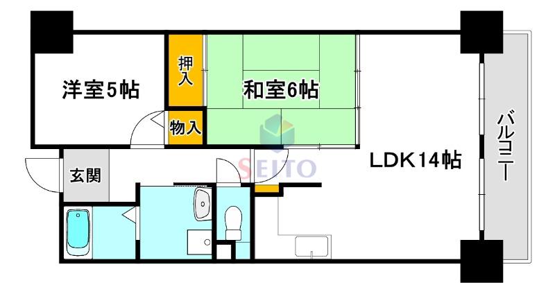 パルティール南ヶ丘(2LDK/3階)の間取り写真
