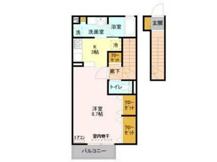 ウィット八柱(1K/2階)の間取り写真