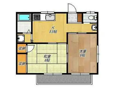 ハイツ小嶋(2K/2階)の間取り写真