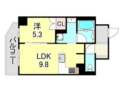 リーガル神戸三宮II(1LDK/8階)の間取り写真
