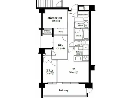 プレシス横濱紅葉坂(3LDK/7階)の間取り写真