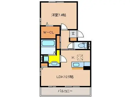 シャトルJUJU(1LDK/1階)の間取り写真