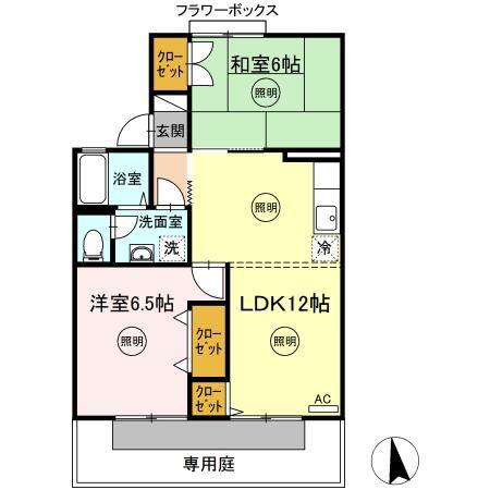 メゾン・エヌ(2LDK/1階)の間取り写真