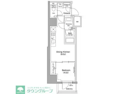 ザ・パークハビオ五反田(1DK/6階)の間取り写真