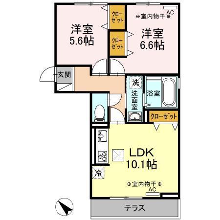 グラテナート(2LDK/3階)の間取り写真