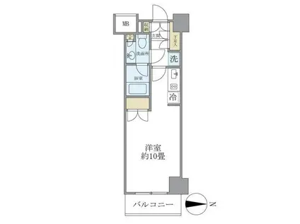 パークスフィア中野富士見町(ワンルーム/4階)の間取り写真