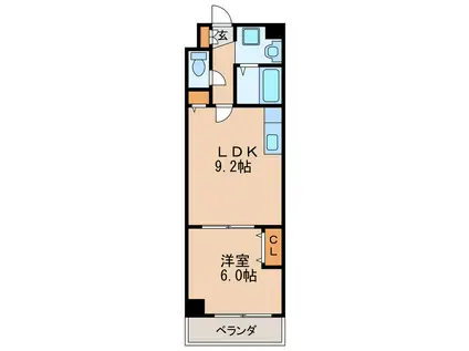 ヴァンクール新栄(1LDK/3階)の間取り写真