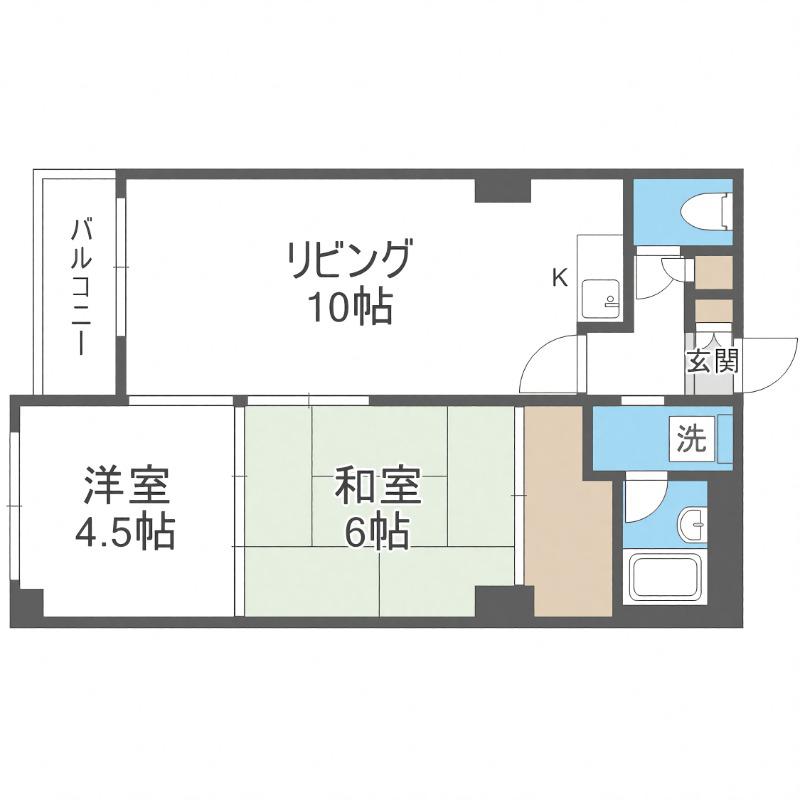 第2山本ハイツ(2LDK/3階)の間取り写真