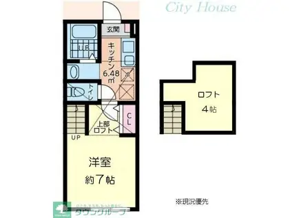 IDEAUS橋本弐番館(1K/1階)の間取り写真