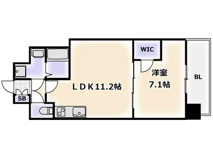 S-RESIDENCE日本橋QUALIERエスレジデンス日本橋クオリ(1LDK/4階)の間取り写真
