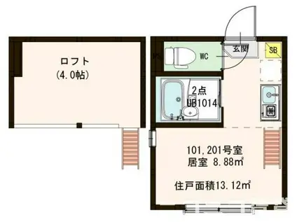 STAGE赤羽西(ワンルーム/1階)の間取り写真