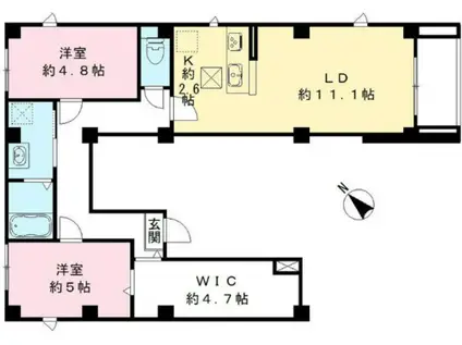 フォーリーフクローバー神楽坂(2LDK/1階)の間取り写真