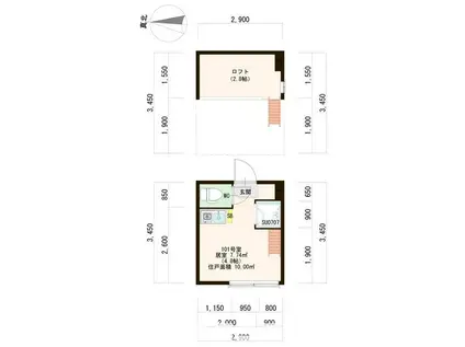 ハーモニーテラス菊川(ワンルーム/1階)の間取り写真