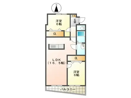 近鉄名古屋線 白子駅 徒歩19分 5階建 築16年(2LDK/3階)の間取り写真
