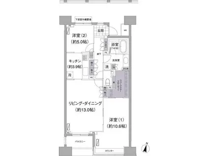 アビティ目黒(2LDK/3階)の間取り写真