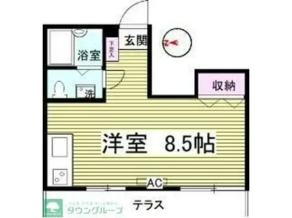 ブランカーセ(ワンルーム/1階)の間取り写真