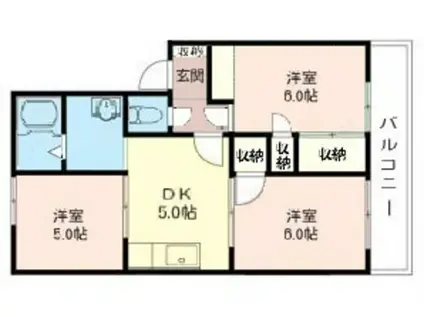 第二共栄ハイツ(3DK/1階)の間取り写真