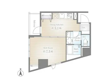 サクラスプリング高輪(1DK/4階)の間取り写真