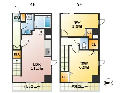 シルフィッド(2LDK/4階)の間取り写真
