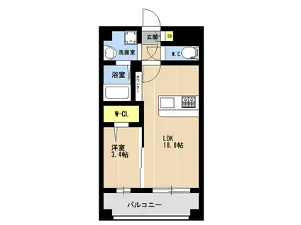 KL東比恵(1LDK/5階)の間取り写真