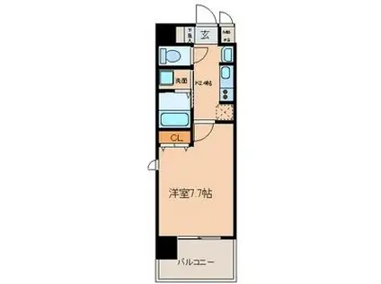 ブルームライフ黒川(1K/8階)の間取り写真