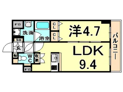 アーバネックス武庫之荘(1LDK/3階)の間取り写真