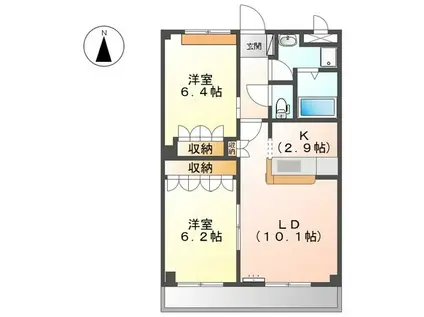 トウケンコーポ桜井南(2LDK/2階)の間取り写真
