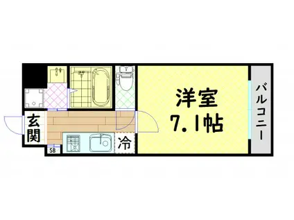 コスモプレミアムベイ大阪(1K/8階)の間取り写真