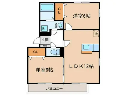 フェリス源氏(2LDK/3階)の間取り写真