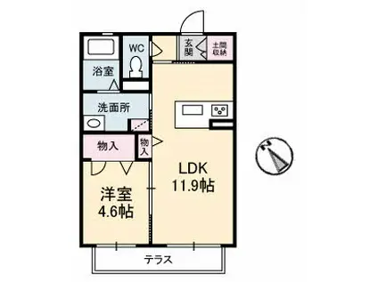 シャーメゾンルシエール(1LDK/1階)の間取り写真