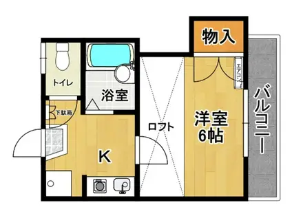 フローラ C棟(1K/2階)の間取り写真