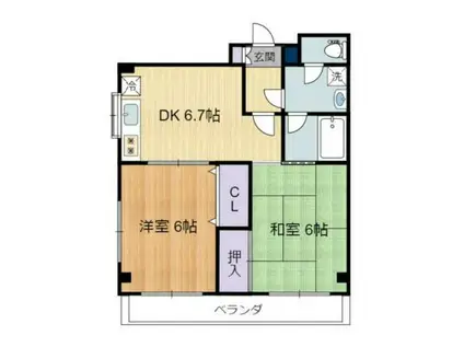 コスモプラザ(2DK/2階)の間取り写真