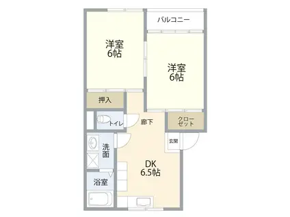 ルーセントA(2DK/2階)の間取り写真