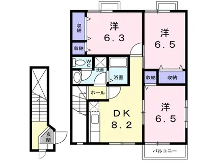 ミーツハオス(3LDK/2階)の間取り写真