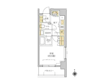 グレーシアフィット横浜(1K/5階)の間取り写真