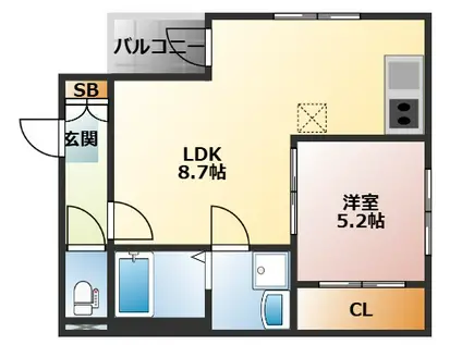 ス―リヴェール(1LDK/2階)の間取り写真