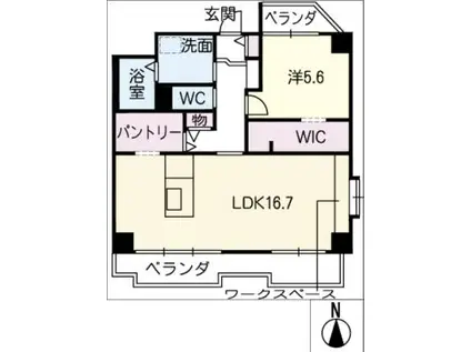 グリーンコート城山(1LDK/3階)の間取り写真