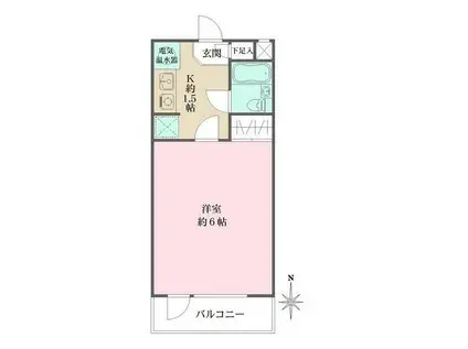 コーポ平町(1K/3階)の間取り写真