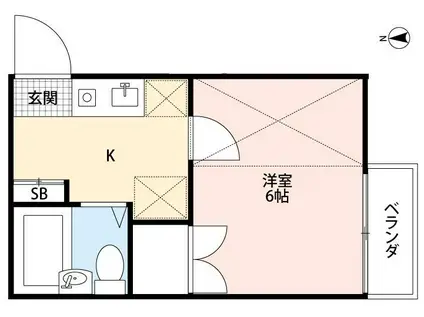 ブローニュ保谷(1K/2階)の間取り写真