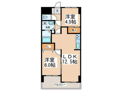 スーヴラン寺前(2LDK/5階)の間取り写真