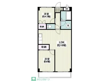 シーズンコート川間(2LDK/1階)の間取り写真