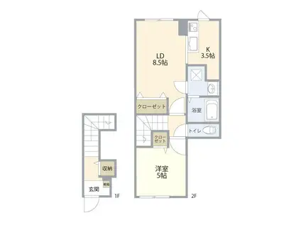 ユーゲント(1LDK/2階)の間取り写真