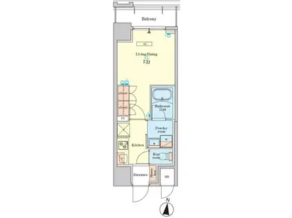 RJRプレシア菊川駅前(1K/4階)の間取り写真