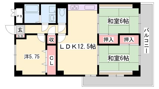 メゾン花北(3LDK/3階)の間取り写真
