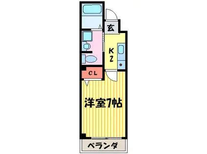 メサヴェルデ五辻(1K/3階)の間取り写真