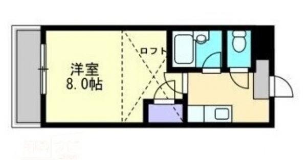 ミガール(1K/4階)の間取り写真