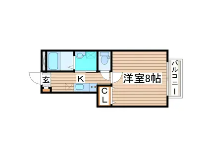 アスコット薬師堂西(1K/1階)の間取り写真