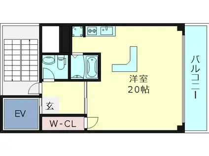 ルイスバラガン(ワンルーム/2階)の間取り写真