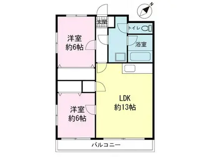 メゾンデンベイΑ(2LDK/3階)の間取り写真