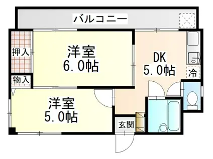 ハイム宮本(2DK/2階)の間取り写真
